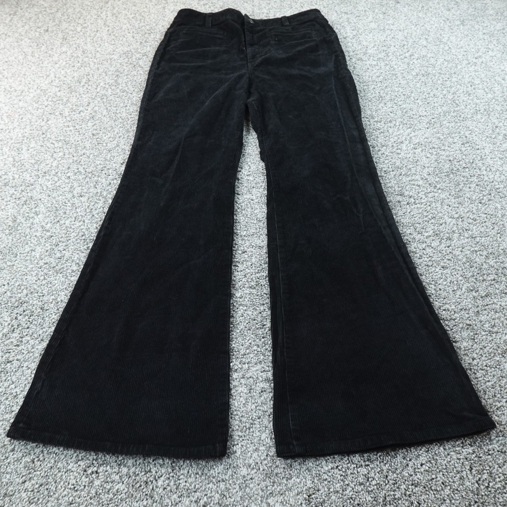 J Crew Pants Womens 30 Black Corduroy Chino High Rise Flare Bell Bottom Stretch